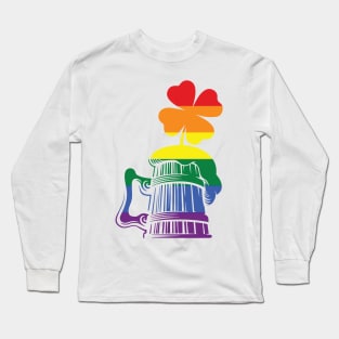 LGBTQ Clover St. Patrick's Day Beer Mug Design Long Sleeve T-Shirt